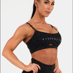 NWT Ryderwear Animal sports bra leopard black size medium